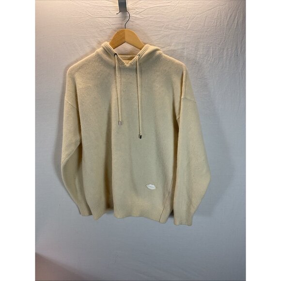 Markus Lupfer Ivory Hoodie Sweater Cashmere Wool Lips minimalist LG Italy - Picture 1 of 14